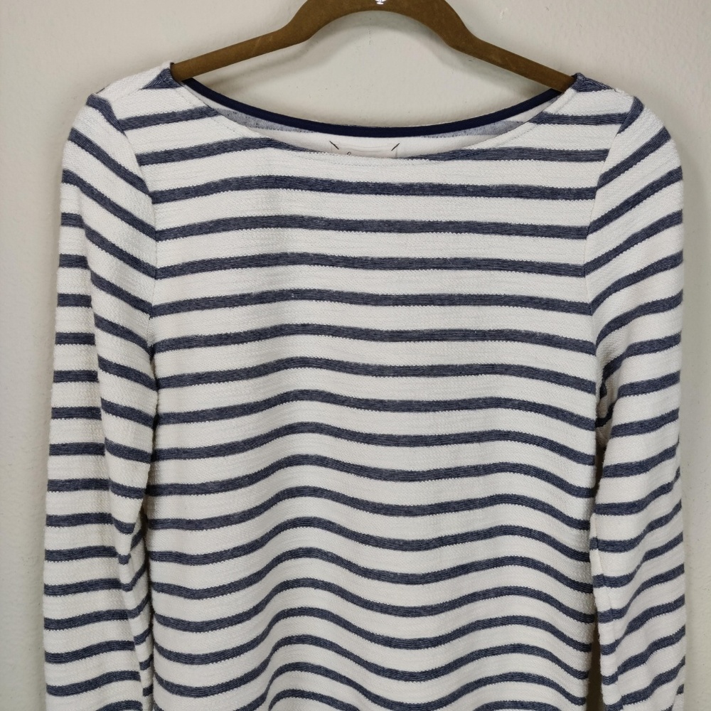 Lou & Grey White Gray Boat Neck Popover Sweater - Picture 2 of 5